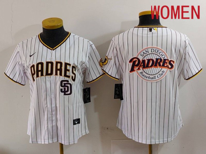 Women San Diego Padres Blank White Stripe Game 2024 Nike MLB Jersey style 6->women mlb jersey->Women Jersey